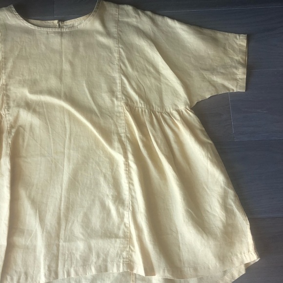 New NWOT Yellow mustard color linen blouse size medium unique cute elegant - Picture 4 of 9
